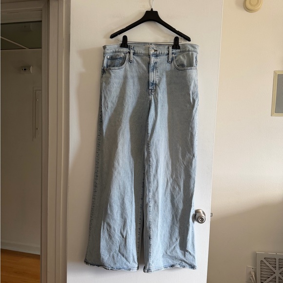 Madewell Lightwash Blue Denim Superwide-Leg Jeans size 33 EUC - Picture 2 of 9